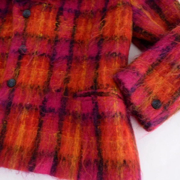 Vintage Jones New York Petites Pink/ Orange 50% Wool 45% Mohair Button Up Jacket - Picture 6 of 13